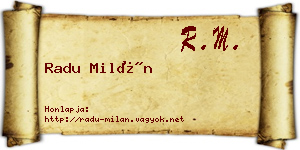 Radu Milán névjegykártya