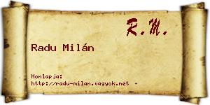 Radu Milán névjegykártya